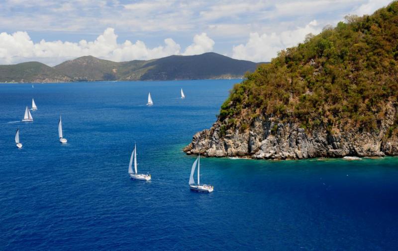 Stunning conditions for the bareboat fleets and all the BVI Spring Regatta sailors today © Todd VanSickle/BVI Spring Regatta