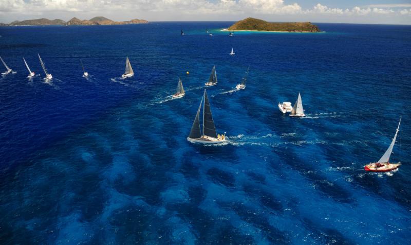Beautiful in blue - racing in the stunning waters of the British Virgin Islands on the penultimate day of the 2015 BVI Spring Regatta © Todd VanSickle/BVI Spring Regatta