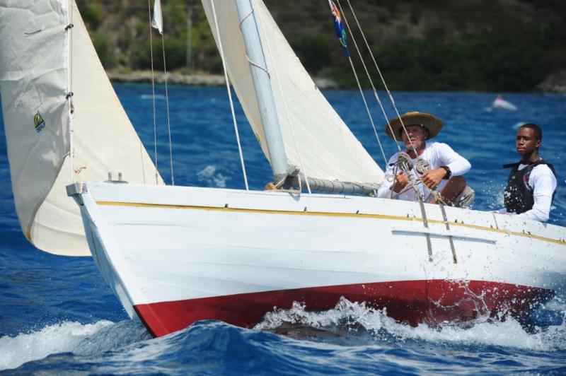 Thad Lettsome, youngest sailor racing in the VP Bank Tortola Sloop Spring Challenge at the BVI Spring Regatta  © Todd vanSickle.BVI Spring Regatta