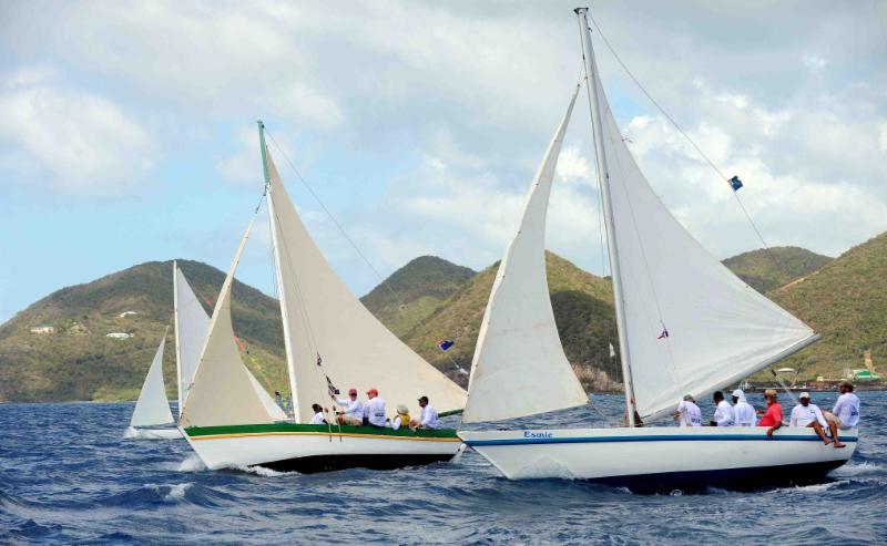 Used in the 19th century as the only means of transportation between the Virgin Islands, sloops were the backbone for BVI economy for over 100 years. Today four sloops raced in the VP Bank Tortola Sloop Spring Challenge on Maritime Heritage Day at the BVI Spring Regatta  © Todd vanSickle.BVI Spring Regatta