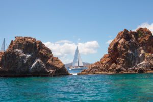 Racing against a backdrop of islands and rock formations, spotting Pelican nests and Oystercatchers is what makes the BVI Spring Regatta a unique regatta © Alastair Abrehart