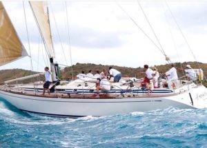 This week’s #mondaymemories of BVI Spring Regatta recalls racing aboard the mighty FENIX a Swan 60. I’m pictured at far right, pointing the way towards the coldest beer on Tortola (in my role as “local knowledge expert”).