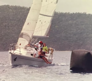 "Not everyone knows that BVI Spring Regatta features far more than serious race boats. In the early 90s we often raced in the charterboat classes, entering 1-2 of Bitter End’s Freedom 30s. We were among the smallest boats in class, but often did well on corrected time, sometimes winning from behind."