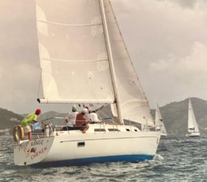 "Not everyone knows that BVI Spring Regatta features far more than serious race boats. In the early 90s we often raced in the charterboat classes, entering 1-2 of Bitter End’s Freedom 30s. We were among the smallest boats in class, but often did well on corrected time, sometimes winning from behind."