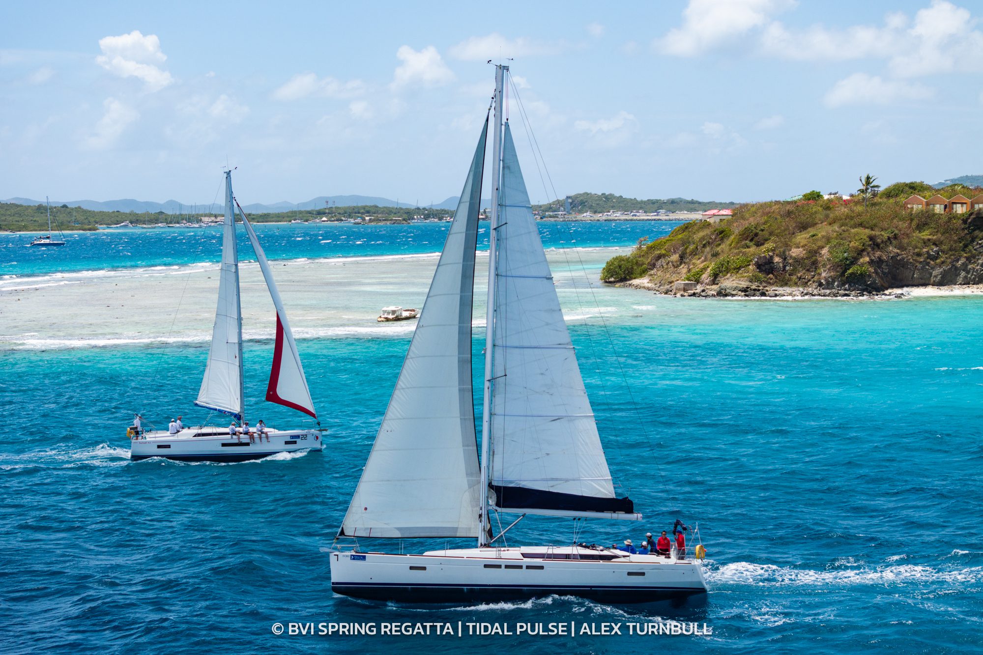 Painkiller and Sea-Batical. Crossing off Marina Key during the Scrub Island Invitational race